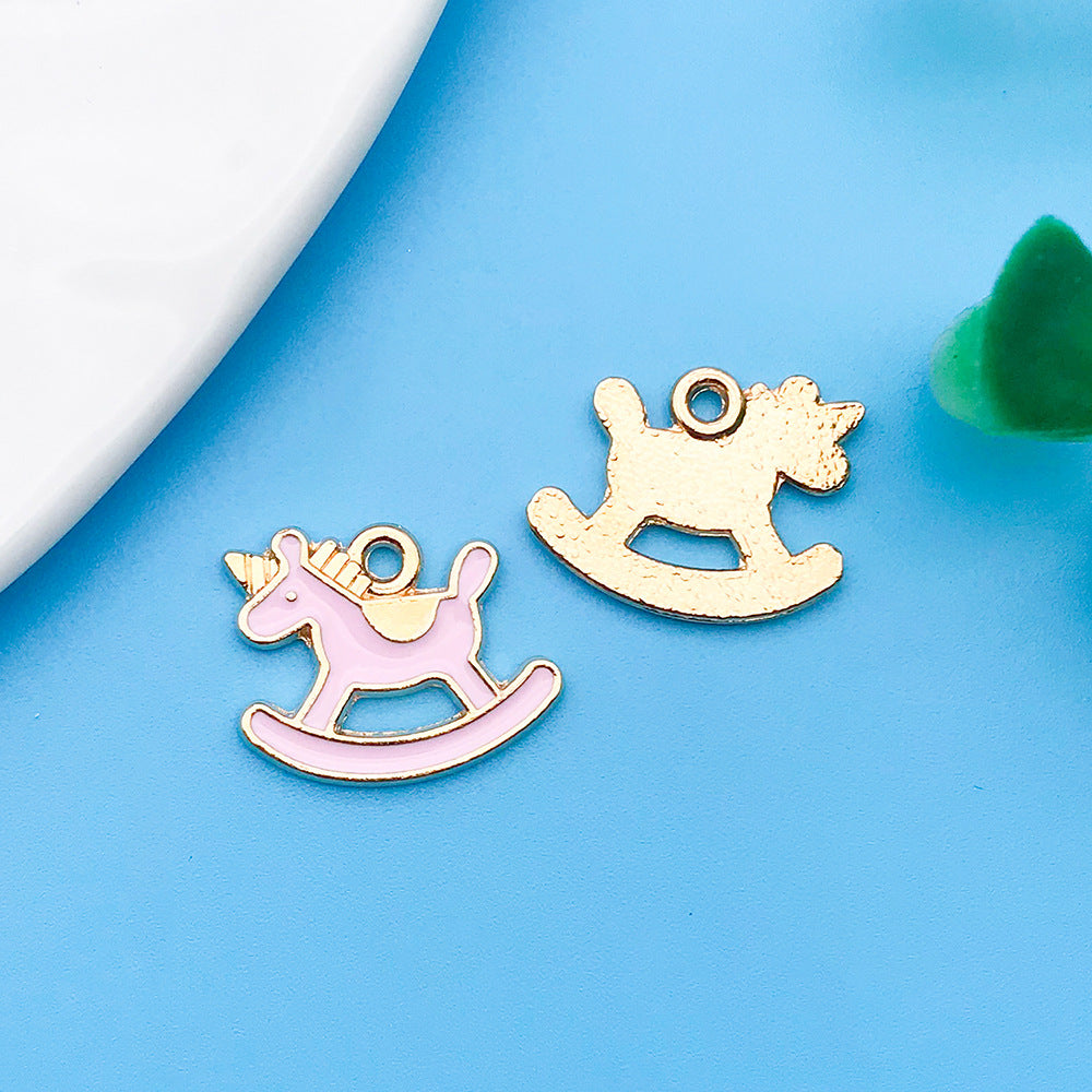 Wholesale Dripping Oil Girl Heart Pink Cartoon Cute Alloy DIY Necklace Bracelet Pendant